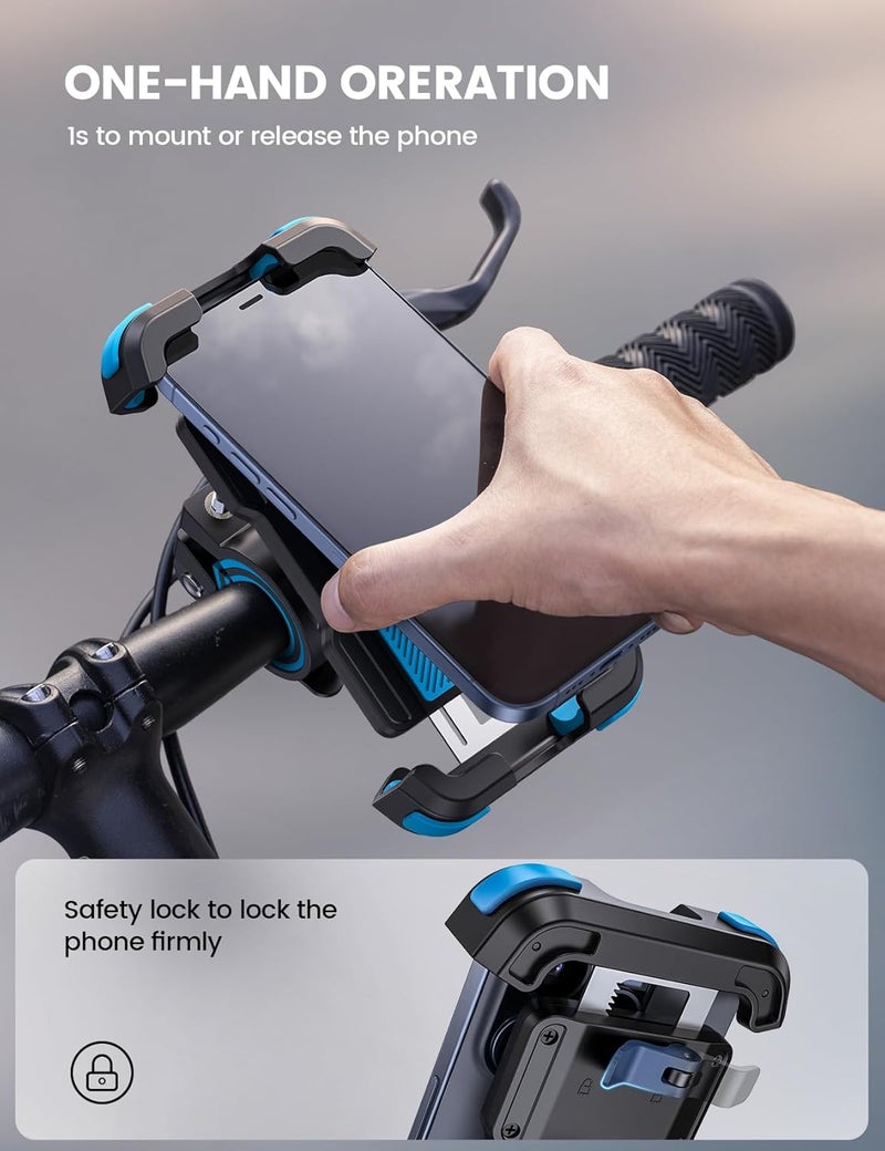 Lamicall Motorcycle Phone Mount, Bike Holder - Upgrade Adjustable Cell Holder, Bicycle Scooter Handlebar Cradle Clip for iPhone 15 Pro Max/Plus, 14, Galaxy S22 and 4.7-6.8" Phone, Blue - Image 2